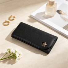 Women's Phone Wallet Clutch With Shoulder Strap, Crossbody Minimalist Long Wallet - Black - View 9