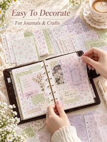 (50 Lembar Per Kemasan) Kertas Bahan Cetak Motif Bunga Segar Kecil, Bahan Non-Perekat untuk Latar Belakang Buku Catatan, Pesan Origami Buatan Tangan DIY, Kertas Dekorasi Dinding Latar Belakang Buku Catatan, Aksesoris Alat Tulis, Hadiah - Beraneka warna - View 5