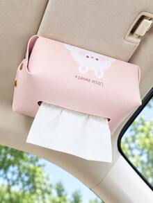 Car Tissue Box, Car Tissue Box Holder, Hanging Tissue Dispenser, Back Seat Headrest Napkin Holder, Leather Tissue Box Cover, Cute Bear Rabbit Storage Box, Suitable For Seat Back, Center Console, Car SUV, Interior Accessories - A - View 5