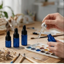 Bộ 1 5 10 chai thủy tinh xanh có ống nhỏ giọt 2ml 3ml 5ml chống ánh sáng, bình đựng cầm tay có thể nạp lại cho tinh dầu, nước hoa, serum, dùng du lịch, làm đẹp và salon - Xem 3