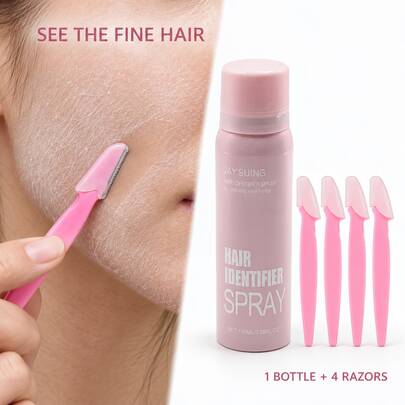 Facial Hair Identifier Spray With 4 Facial Razors For Face Shaving