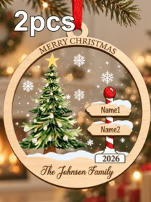 Custom 2-7 Names Round Christmas Tree Signpost Ornament, Festive Personalized Family Name Tree Decoration, Customized Wall Hanging And Holiday Party Decor, Customizable 2026 Christmas Keepsake Gift For Family And Friend, Living Room Decor, Home Decor - Style C - View 17
