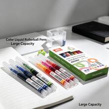 6/12pcs Colorful Liquid Ink Rollerball Pens, 6 Colors (3 Styles) Or 12 Colors Mixed. 0.5mm Needle Tip, Quick-Dry, Smooth Writing For School, Office, And Journaling. - Multi-color - View 2