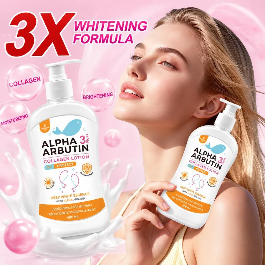 Alpha Arbutin 10x Whitening Body Lotion 400ml, Icy Instant Brightening Whitening Cream, Non-Greasy Fast Absorption, UV Protection, Targeted For Spots Body Lotion