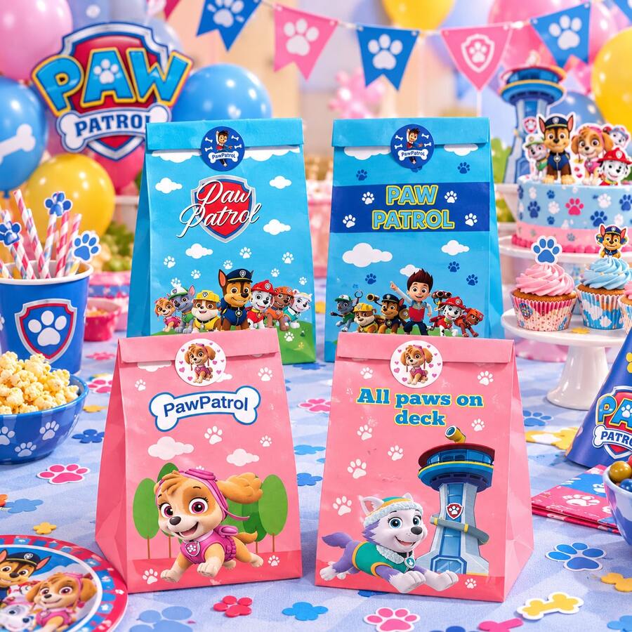 Kantong Kertas Permen Paw Patrol, Kantong Kertas Kemasan Kado Pesta Ulang Tahun, Kantong Snack Popcorn - Beraneka warna - View 1