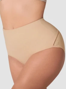 1pc Women's High Waist Shaping Panties, Tummy Control Compression Underwear With Adjustable Abdominal Wrap, Cinched Waist, Suitable For Women - Apricot - View 5