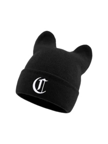 1 buah Topi Rajut Telinga Kucing Gaya Gotik Y2K Huruf A-Z, Topi Telinga Kucing Rajut Mewah Poliester, Musim Gugur/Dingin - Hitam - View 8