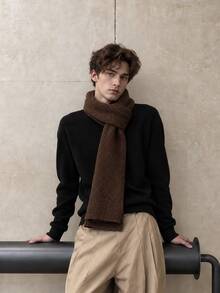 1pc Men's Soft Knitted Warm Solid Color Versatile Minimalist Casual Scarf - Multicolor - View 2
