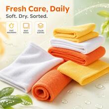 Wash Cloths 48/6/12/24 Pack, Super Soft And Skin Friendly Face Towel For Sensitive Skin, 10x10/12x28 Inch Small Large Face Washcloths, Reusable Washable Makeup Remover Cloths, Easy To Rinse Muiticolor Facial Cleansing Cloths - White+Yellow+Orange - View 2