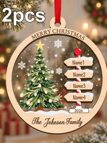 Custom 2-7 Names Round Christmas Tree Signpost Ornament, Festive Personalized Family Name Tree Decoration, Customized Wall Hanging And Holiday Party Decor, Customizable 2026 Christmas Keepsake Gift For Family And Friend, Living Room Decor, Home Decor - Style C - View 11