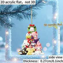 Panini Sanrio Characters Stacked Christmas Tree Shape 2D Flat Acrylic Ornament, Not 3D, Cartoon Hanging Pendant, Christmas Tree Decor For Xmas Holiday Home Party - Multicolor - View 4