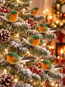 5/3/1pc-Artificial Cotton Bird, Christmas Decoration, Christmas Home Decor, Christmas Holiday Decoration, Christmas Party Decoration, Christmas Tree Decoration, Rustic Farmhouse Christmas Decor, Suitable For Christmas Tree, Gift Wrapping, Christmas Wreath Decoration, Christmas Tree Decoration, Suitable For Yard Decoration, Flower Pot, Balcony, Christmas Tree, Indoor Outdoor Holiday Decoration - Multicolor - View 5