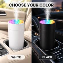 Mini USB Car Humidifier With 7 Color Crystal Night Light - Black + Top Volcanic Stone Design - View 4