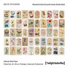 Mountain & Sea Series Washi Sticker Book, Vintage Postage Stamp Stickers, Butterfly Specimen, Old Ticket, Botanical Illustration Element Planner Stickers, DIY Decorative Stickers - Multicolor - View 10