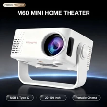 M60 Mini Projector, Supports 1080P Resolution, Equipped With USB And Type-C Interfaces, Portable Home Projector, Projection Size Range 20 To 100 Inches - White - View 8