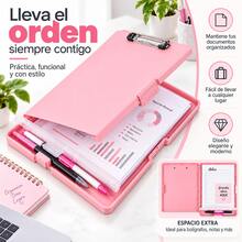 Vmingo A4 Clipboard Storage Clip Folder - Light Pink - View 4