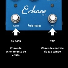 Pedal De Efeito Digital Echoes EC01 Fuhrmann Cor Azul com tap tempo - Azul - Visão 6