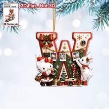 Panini Hello Kitty & Rabbit 26 Letters 2D Flat Acrylic Christmas Hanging Decor, Personalized Letter Ornament, Christmas Tree Pendant, Holiday Home Party Car Interior Decoration Gift - Multicolor - View 27