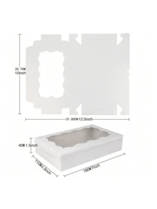 40/25/1pc Disposable Paper Cookie Boxes With Transparent Window - Square Packaging Boxes Suitable For Macarons And Donuts, Perfect For Parties, Birthdays And Holiday Gatherings - Sturdy Food Containers For Candy, Chocolate, Pastries And Party Favors - White - View 5