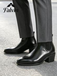 Sepatu Bot Chelsea Formal Pria, Ujung Lancip, Hak Blok, Resleting Samping, Cocok untuk Pemakaian Sehari-hari, Bisnis, Pesta, dan Acara Formal untuk Semua Musim, Modis, Pesta Pernikahan, dan Acara Formal. - Hitam - View 5