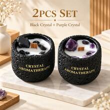 5 Colors Crystal Aromatherapy Candles, Wabi-Sabi Volcanic Texture Cement Cup, Smokeless Plant Wax With Natural Crystal, 8-12 Hours Burn Time, Style Home Decor, Wedding Holiday Gift - Crystal Scented Candles - View 15