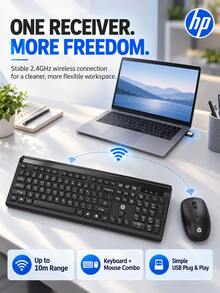 HP CS500 Wireless Keyboard And Mouse Combo, Slim, Auto Sleep, Compatible With Laptop And Desktop, Office And Home Use - View 2