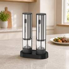 CREATEPRO Electric Salt & Pepper Grinder, 1pc Or 2pcs Set Optional, Rechargeable Stainless Steel Automatic Grinder, 500mAh Battery, One-Touch Operation, 5-Level Coarseness Adjustable, Ceramic Grinding Head, Suitable For Kitchen And BBQ - Black Set - View 9