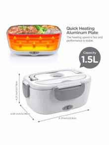 LKZ Portable Electric Lunch Box, 1.5L Food Heating Bento Box With Detachable Stainless Steel Inner Liner, Multi-Function Design - View 6