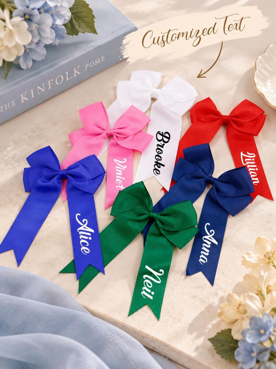 Kẹp tóc tên tùy chỉnh, kẹp cá sấu nơ cá nhân hóa, phụ kiện tóc nơ satin tùy chỉnh, phụ kiện tóc có thể tùy chỉnh, quà tặng đám cưới, sinh nhật, quà tặng cho cô ấy - Nhiều màu - Kẹp tóc nơ - Xem 1