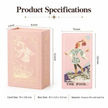 Mazo de cartas de tarot con lámina de oro rosa y caja de regalo premium, cartas de juego de mesa 100% impermeables de PVC, adecuadas para principiantes y lecturas de adivinación diarias - Rosa - Ver 5