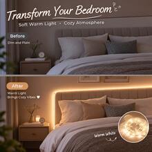 Flexible Touch Control USB LED Strip Lights, Cuttable Self-Adhesive LED Tape, Easy Install DIY Background Lamp, Warm White/Cool White , For Halloween Gaming Room Cabinet Shelf Holiday Decor - 2835 Touch - View 7
