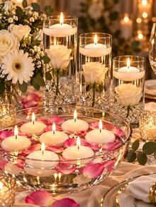 100/50/30/20/10/6/1pc Floating Candles, Scented Candles, Floating Balloons, Wedding Decoration Candles, Suitable For Hotel Candles, Floating Wax, Tea Candles, Romantic Wedding Candles, Round Table Centerpiece Decoration Candles - Multicolor - View 5