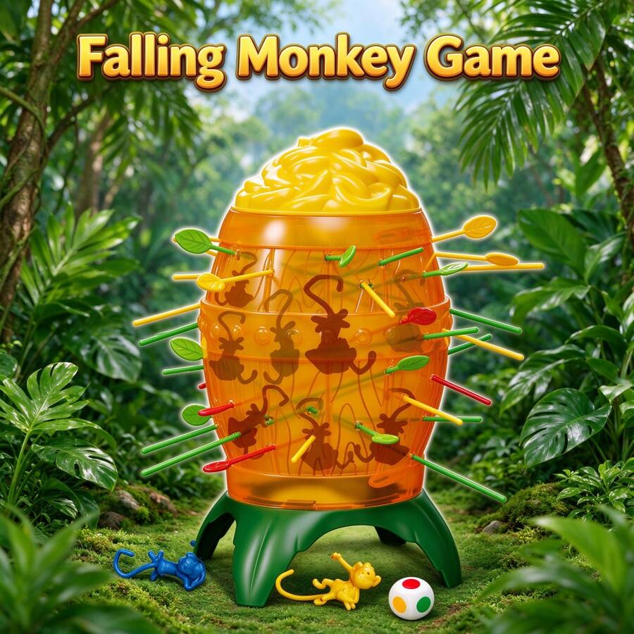 Monkey Drop Stick Barrel Desktop Game Party Interactive Toy Birthday Christmas Easter National Day Labor Day Thanksgiving Women's Day Father's Day Mother's Day Party Small Gift Gift Box Holiday Gift Boys Toys Girls Toys Prank Toys Two-Player Competitive Leisure Educational Children's Toys