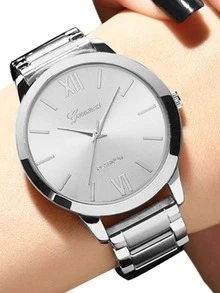 1pc Ladies Watch Round Dial Quartz Watch - Silver - View 6