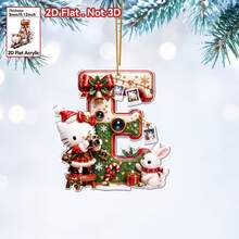 Panini Hello Kitty & Rabbit 26 Letters 2D Flat Acrylic Christmas Hanging Decor, Personalized Letter Ornament, Christmas Tree Pendant, Holiday Home Party Car Interior Decoration Gift - Multicolor - View 15