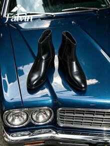 Sepatu Bot Chelsea Formal Pria, Ujung Lancip, Hak Blok, Resleting Samping, Cocok untuk Pemakaian Sehari-hari, Bisnis, Pesta, dan Acara Formal untuk Semua Musim, Modis, Pesta Pernikahan, dan Acara Formal. - Hitam - View 11