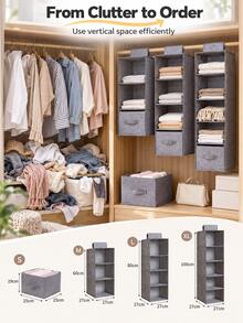 Multi-Layer Non-Woven Hanging Storage Bag, Closet Hanging Storage Bag, Multi-Function Storage Bag - Grey - View 3