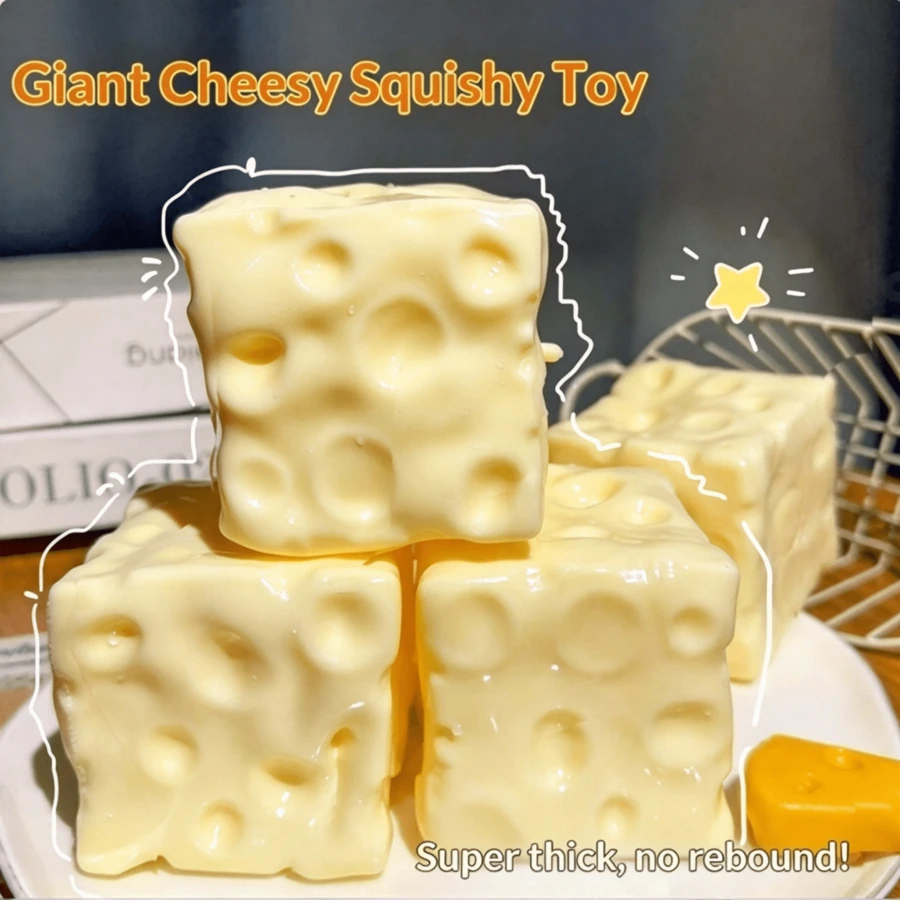 Non-Rebounding Cheese Squeeze Toy Coconut Oil Cheese Block Squishy Soft Slow Rebound Squeeze Toy For Anxiety Relief Stress Relief Toy For Adults Birthday Gift