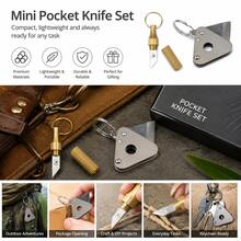 Mini EDC Multi-Function Knife Set, Portable Keychain Utility Knife And Pocket Multi-Tool, Compact Package Opener, Suitable For Daily Carry, Camping, Hiking, Travel, Home Office, DIY Crafts And Emergency Repair - Triangle and Yellow - View 2