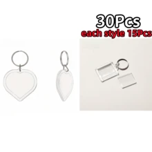 5/10/20/30Pcs Party Gift Creative Transparent Heart & Square Photo Frame Keychain Shell Acrylic Material Keychain Pendant Suitable For DIY Craft Enthusiasts, Placing Photos Of Loved Ones And Children, Phone And Car Key Pendant Decoration, Sister Gift, Christmas Gift - Multicolor - View 30