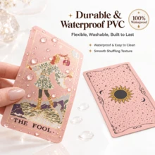 Mazo de cartas de tarot con lámina de oro rosa y caja de regalo premium, cartas de juego de mesa 100% impermeables de PVC, adecuadas para principiantes y lecturas de adivinación diarias - Rosa - Ver 4