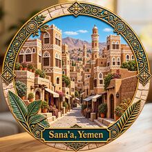 Sanaa Old Town Tower Houses Fridge Magnet, A Timeless Journey To Remember For All Metal Surfaces Throughout The Home - A - View 1
