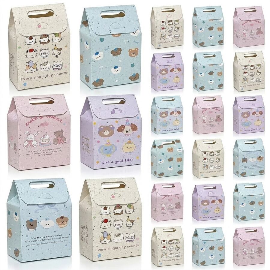 24/12PCS Simple Folding Gift Boxes, Cartoon Pattern Gift Boxes, Candy Packaging Boxes, Suitable For Weddings, Halloween, Christmas, Back To School, Birthday Parties And Other Occasions, Exquisite Gift Packaging Boxes. - View 1