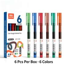 6/12pcs Colorful Liquid Ink Rollerball Pens, 6 Colors (3 Styles) Or 12 Colors Mixed. 0.5mm Needle Tip, Quick-Dry, Smooth Writing For School, Office, And Journaling. - Multi-color - View 9