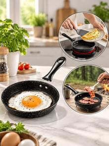 2pcs/1pc Granite Pattern Non-Stick Frying Pan, Kitchen Flat Bottom Pan With Cool-Touch Handle, Easy To Clean, Suitable For Frying Eggs, Pancakes, Steak, Vegetables, Breakfast And Daily Cooking, Compatible With Gas Stove, Electric Stove And Induction Cooktop, Kitchen Cookware - View 4