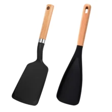 1pc/2pcs Heat-Resistant Wooden Handle Silicone Spatula, Tamagoyaki Spatula, Steak Spatula, Fish Spatula, Cooking Spatula, Salad Spatula, Non-Stick Pan Spatula, Cooking Spatula Spoon, Kitchen Cooking Tool - View 16