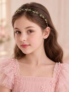 1pc Kids Rhinestone Flower Headband, Sparkly Vine Hair Band For Girls, Princess Hair Accessory For Birthday Party, Pageant, Photo Day, Holiday - Multicolor - View 7