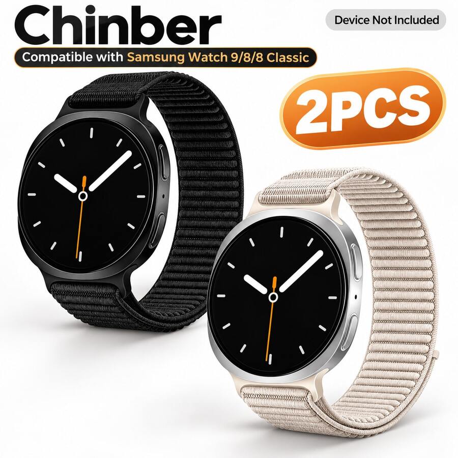 2PCS Nylon Loop Sport Band Compatible With Samsung Galaxy Watch 9/8/8 Classic 40mm/44mm/46mm, Stretchy Elastic Fabric Wristband - 2PCS - View 1