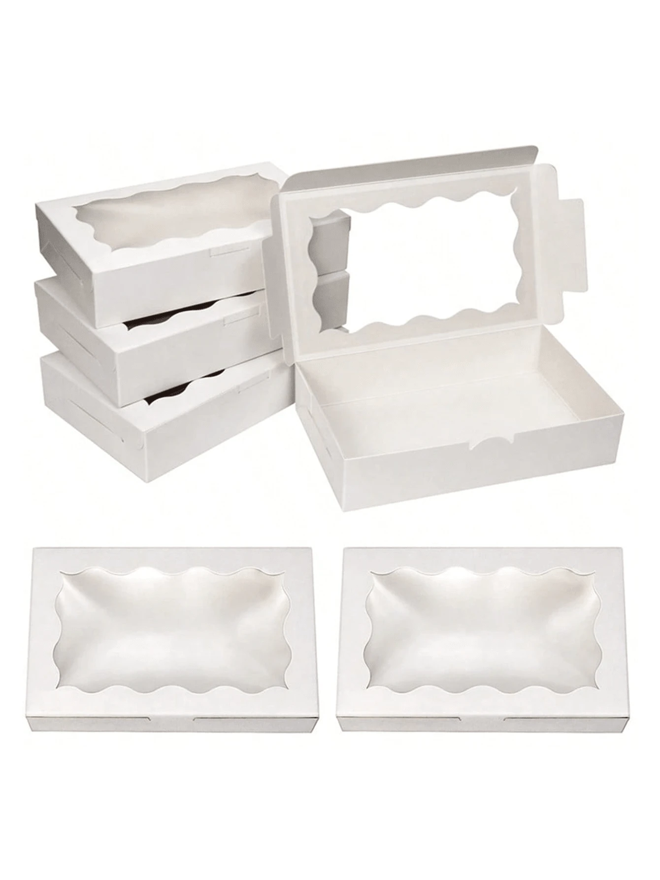40/25/1pc Disposable Paper Cookie Boxes With Transparent Window - Square Packaging Boxes Suitable For Macarons And Donuts, Perfect For Parties, Birthdays And Holiday Gatherings - Sturdy Food Containers For Candy, Chocolate, Pastries And Party Favors - White - View 1