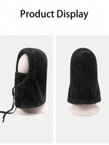 1pc Winter Warm Fleece Face Mask - Elastic Drawstring Design,Frostbite Plush Sherpa Hood Balaclava,Lightweight&Warm,For Outdoor Sports,Hooded Windproof Ear Protection, Multiple Colors Available,Cycling,Unisex,Travel Must Haves Outfit Cold Weather - Multiple Styles - View 10